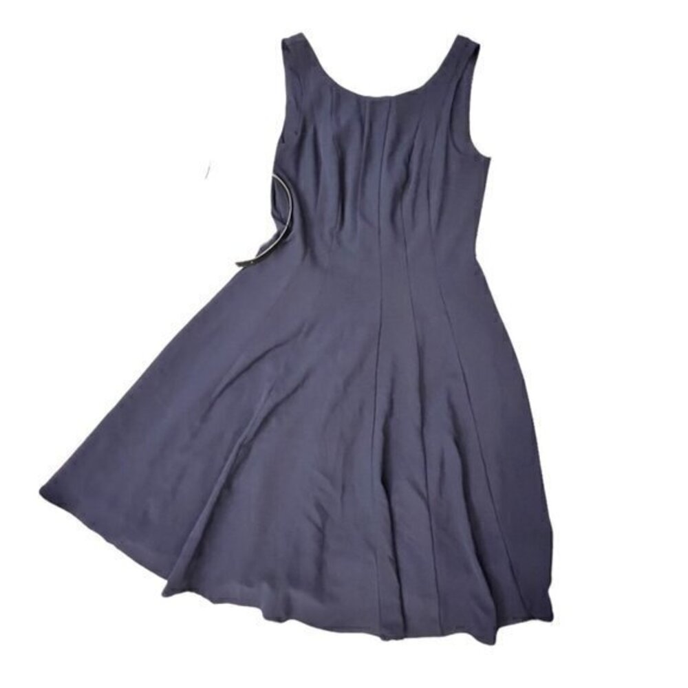 NY&C Womens Fit & Flare Dress Size 4 Sleeveless Belted Lined Full Skirt Blue EUC - Picture 4 of 15